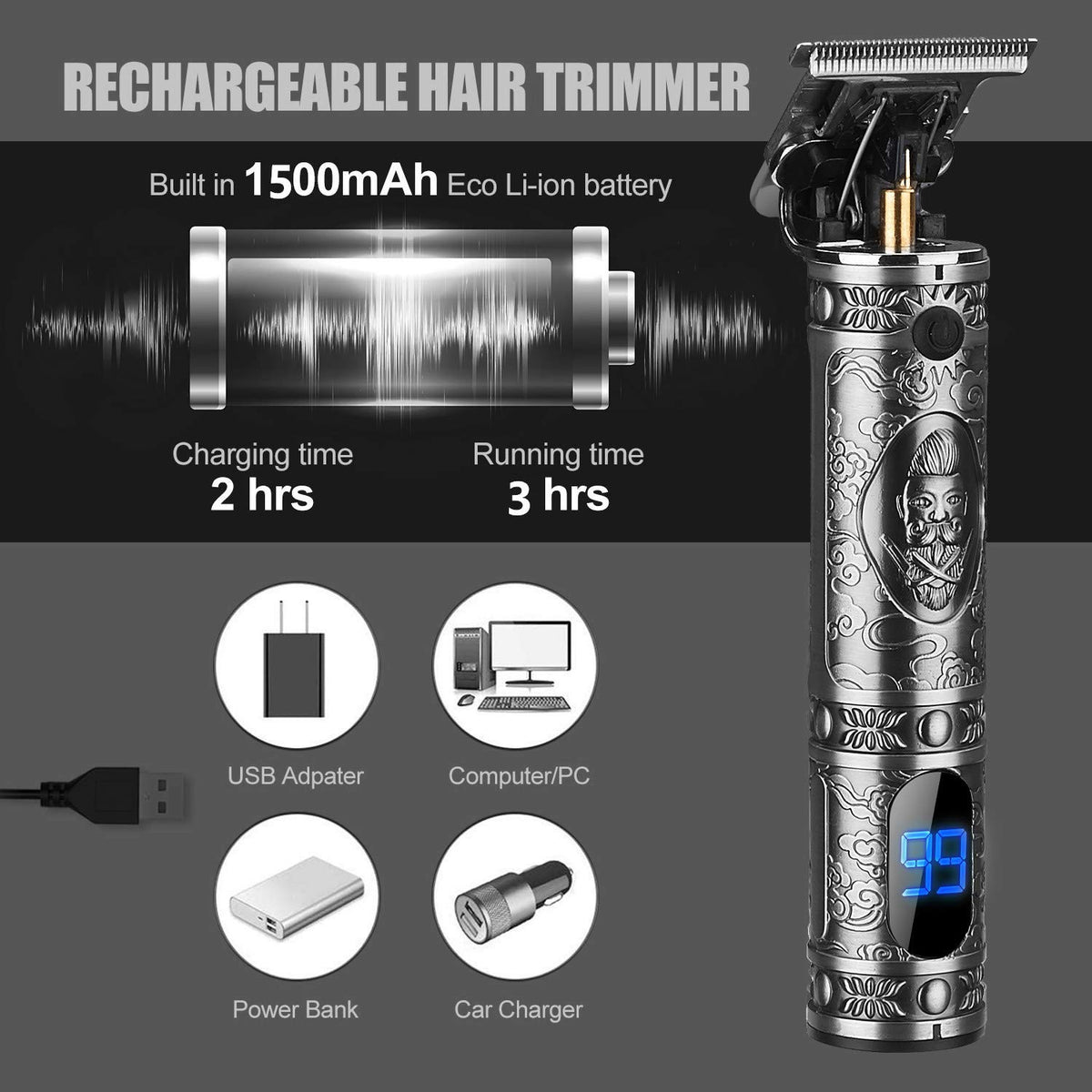 RESUXI hair trimmer in action for beard detailing and edging