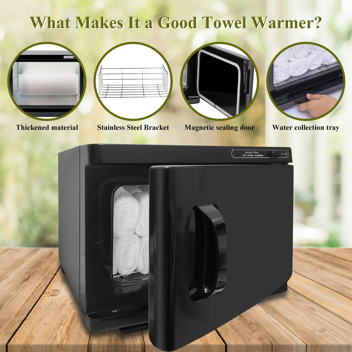 Retain Time 8L exterior dimensions indicating compact footprint.
