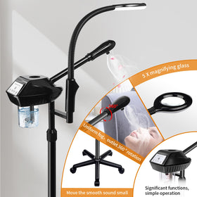 Retain Time steamer's 5x magnifier helps inspect skin pores during care.