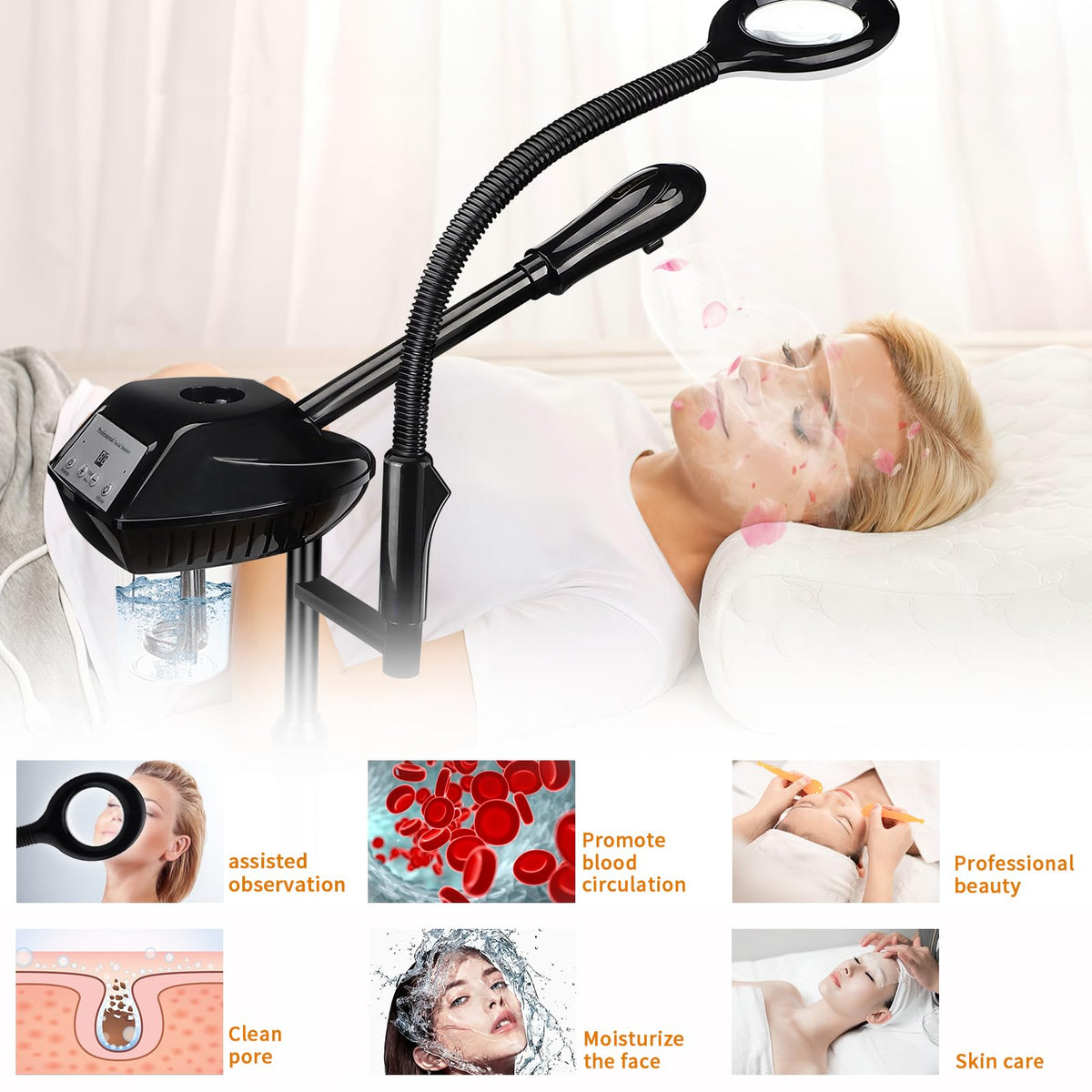 Retain Time magnifier aids skin assessment during treatments.