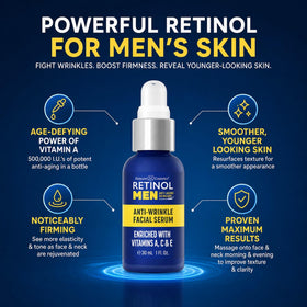 Retinol Anti-Wrinkle Serum bottle with pump for precise use.