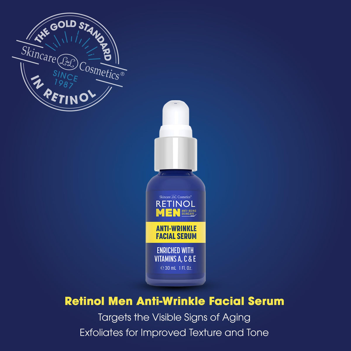 Retinol Anti-Wrinkle Serum being applied to face may reduce fine lines.