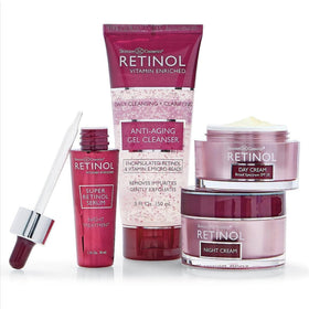 Retinol LIVAURA night cream neck setup suggests firming around jawline.