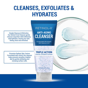 RETINOL-X anti-aging cleanser foamy texture close-up