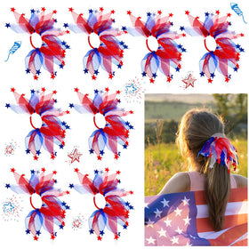 Retrowavy patriotic hair tie in red white blue for festive ponytails