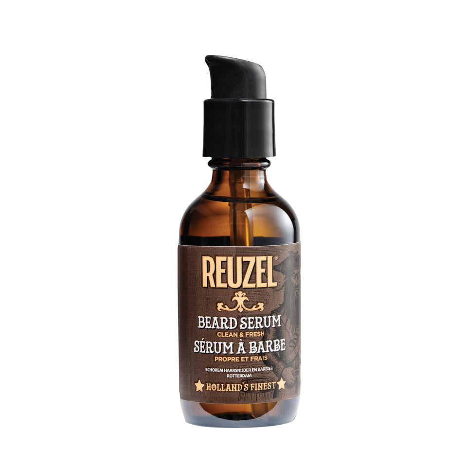 REUZEL Clean & Fresh Beard Serum bottle showing hydrating formula for daily use.
