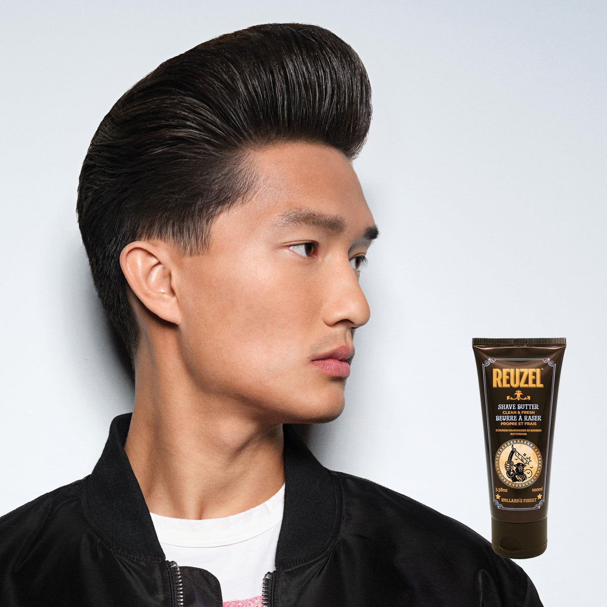 REUZEL Clean & Fresh Shave Butter on wet skin demonstrates even coverage.