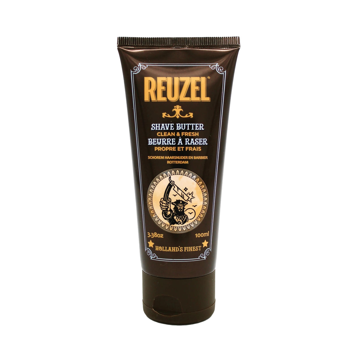 REUZEL Clean & Fresh Shave Butter jar closeup shows rich moisture for smooth shaves.