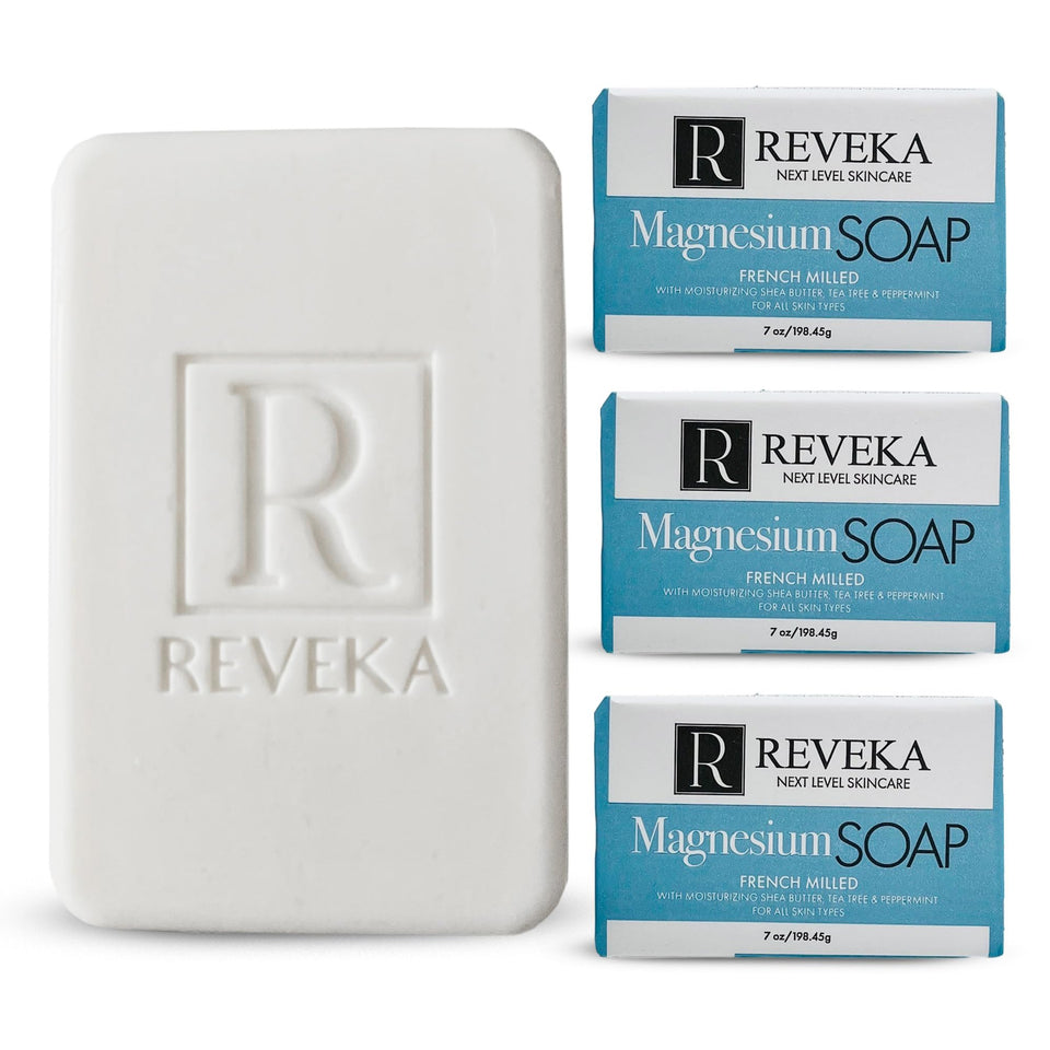 Reveka Skincare magnesium soap face bar cleanses with creamy hydration
