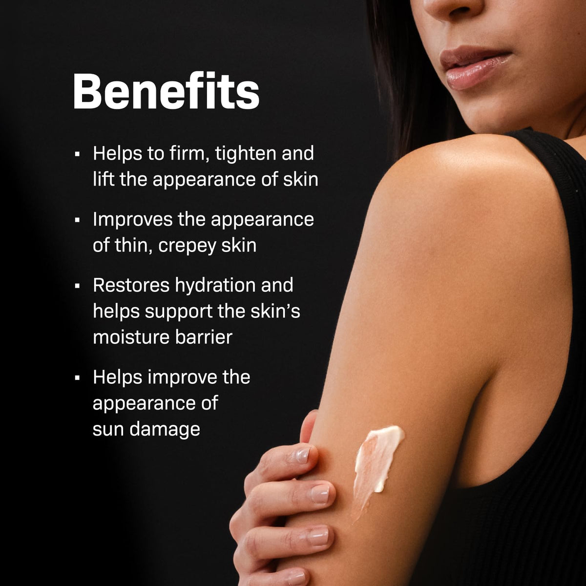 Revision Skincare BodiContour texture close-up highlights hydrating feel and crepey-skin improvement.