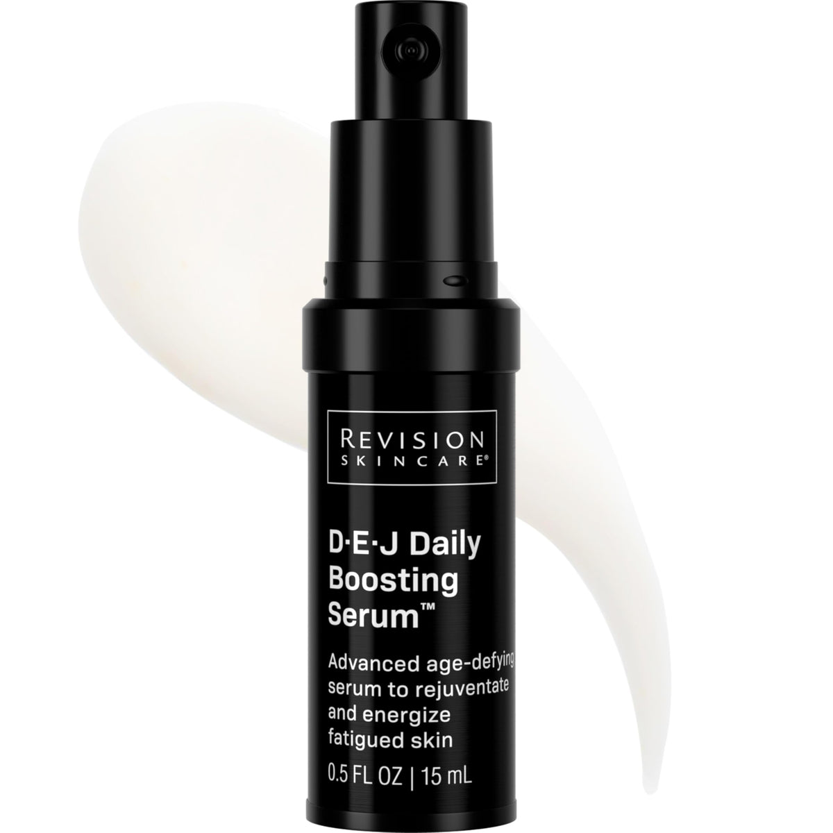 Revision Skincare D·E·J Daily Boosting Serum bottle ready for nightly application with potential firming benefits.