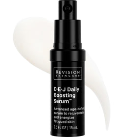 Revision Skincare D·E·J Daily Boosting Serum bottle ready for nightly application with potential firming benefits.