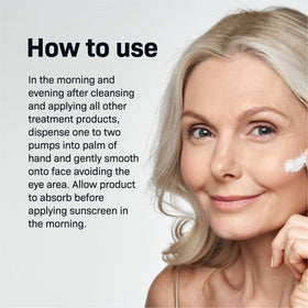 Revision Skincare D·E·J Face Cream dispensing jar demonstrates easy application.