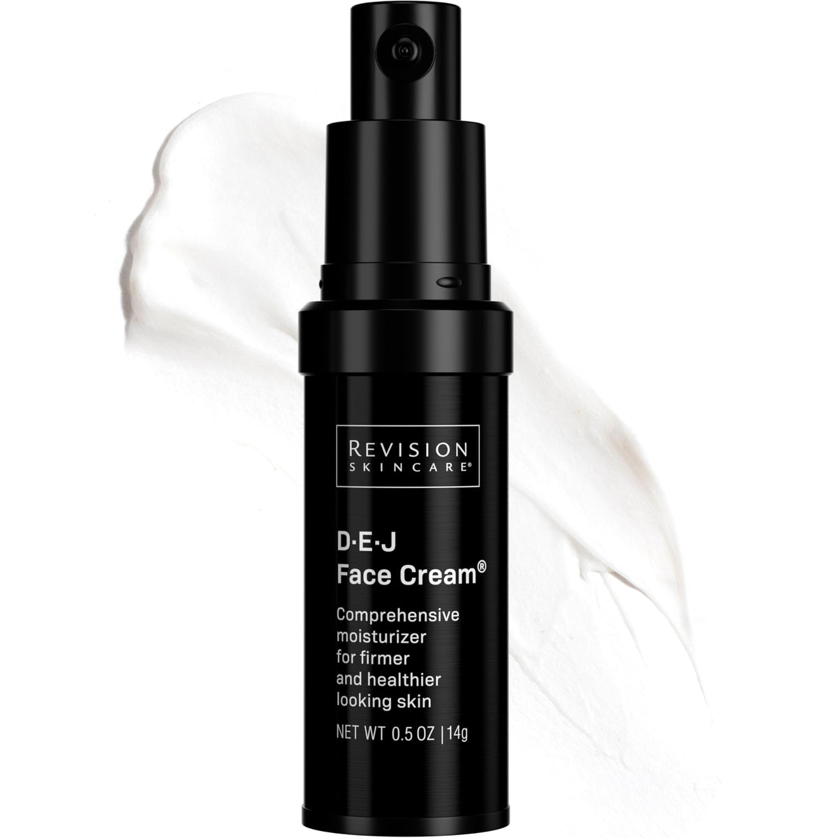Revision Skincare D·E·J Face Cream jar close-up shows antioxidant-rich formula for hydration.