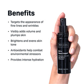 Revision Skincare D·E·J Face Cream texture swatch on skin highlights smooth absorption.