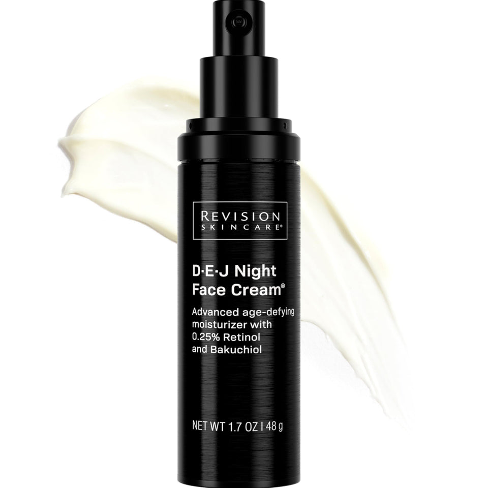 Revision Skincare D·E·J Night Cream bottle close-up for rejuvenating overnight skin