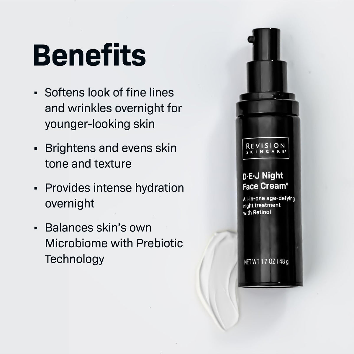 Revision Skincare D·E·J Night Cream jar texture showing creamy consistency for overnight renewal