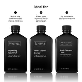 Revision Skincare Gentle Cleansing Lotion bottle back with usage directions for daily care.