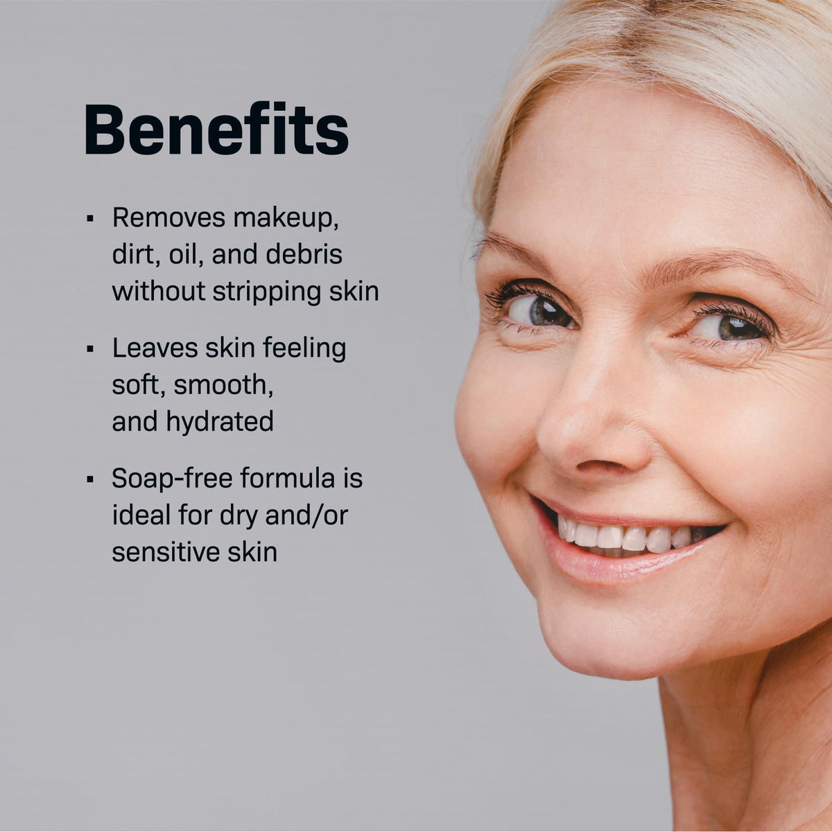 Revision Skincare Gentle Cleansing Lotion ingredients panel highlighting naturally derived cleansers for skin health.