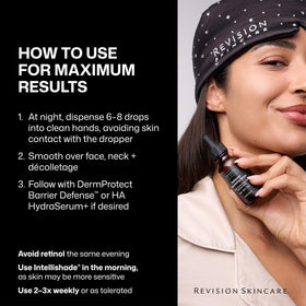 Revision Skincare Radiance+ application on skin demonstrates easy, low-irritation care