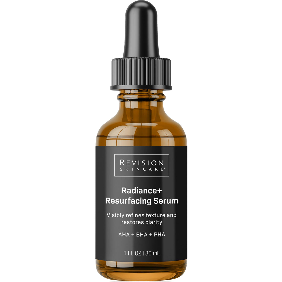Revision Skincare Radiance+ bottle with pour detail for gentle overnight exfoliation