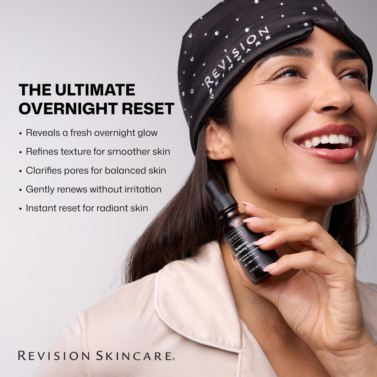 Revision Skincare Radiance+ brightening morning image suggesting radiant, even tone