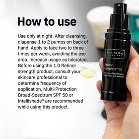 Revision Skincare Retinol Complete pump shown for night-time serum application