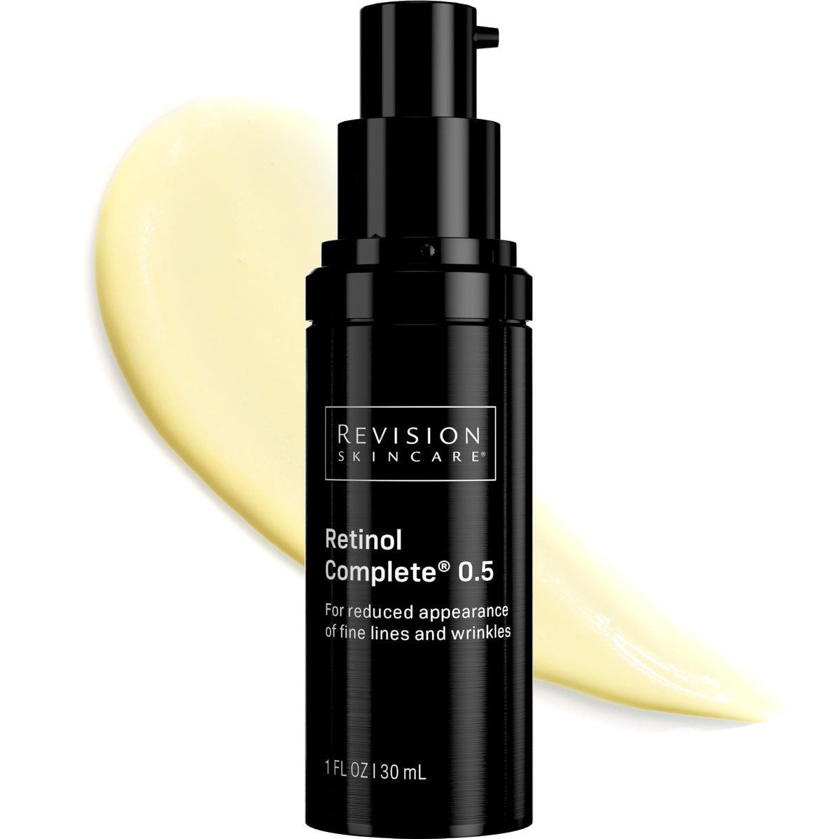 Revision Skincare Retinol Complete bottle pump for smooth, hydrated skin and targeted fine line reduction.