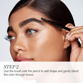 RevitaLash Hi-Def Brow Pencil Cool Brown applied on brows for natural to bold definition.