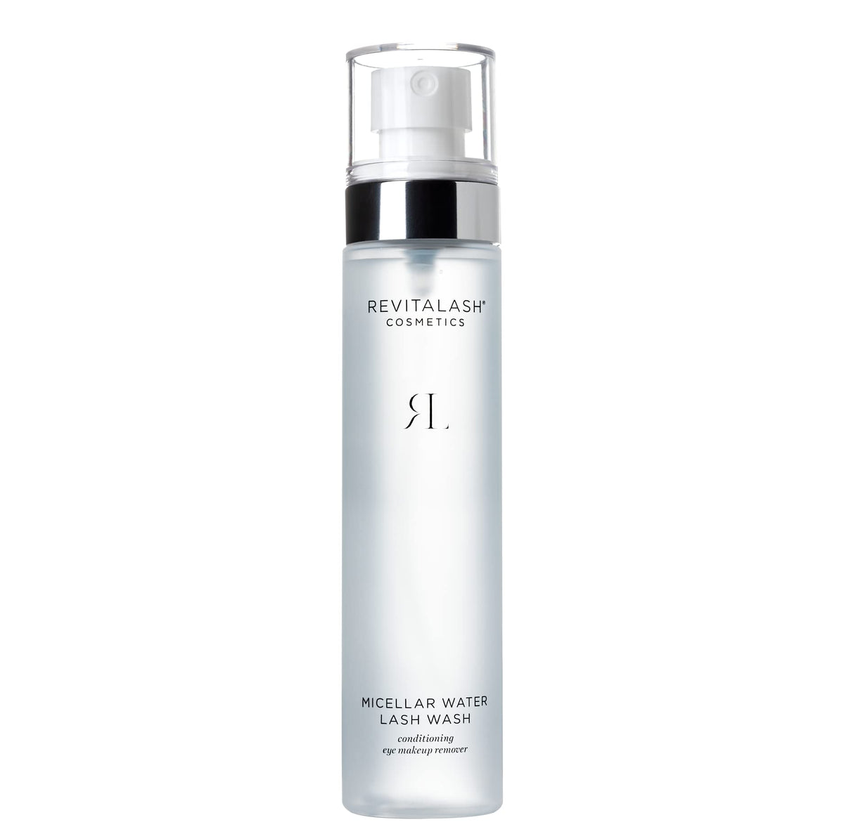 RevitaLash Micellar Water Lash Wash bottle demonstrates oil-free cleansing.