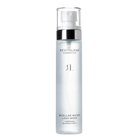 RevitaLash Micellar Water Lash Wash bottle demonstrates oil-free cleansing.
