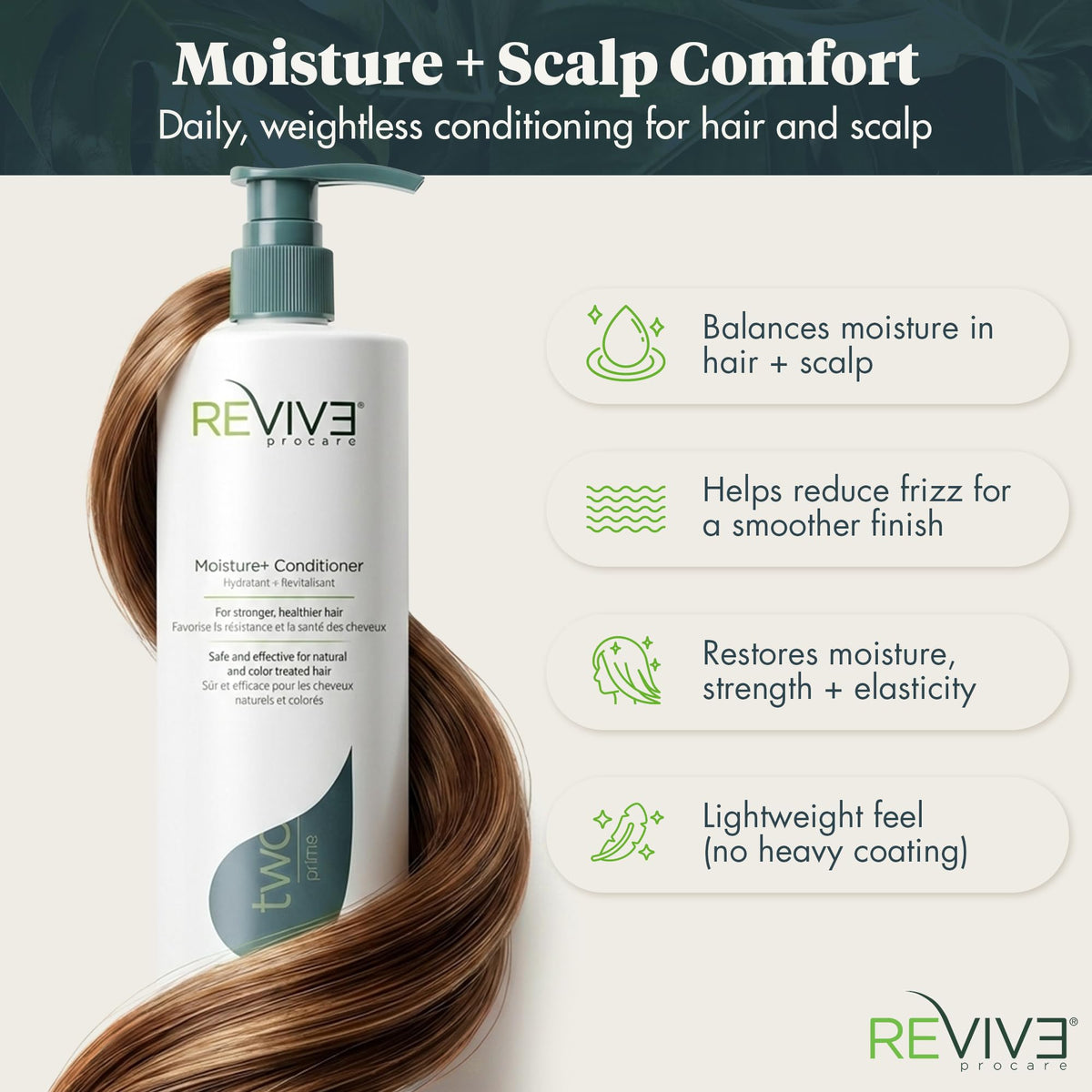 Reviv3 Procare Prime Moisture+ bottle back label highlights key ingredients