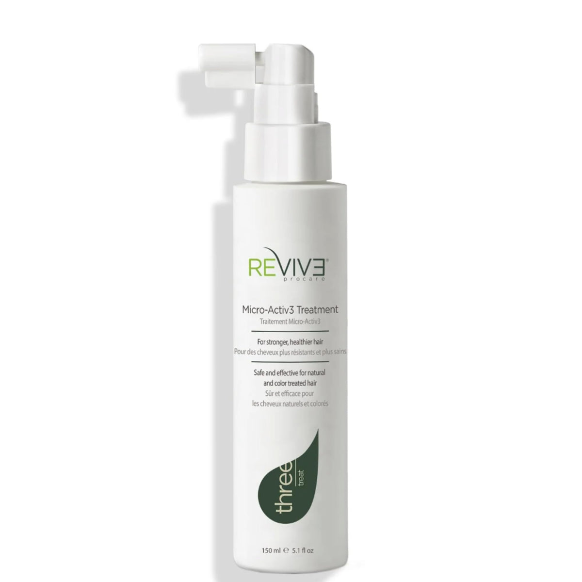 REVIV3 PROCARE TREAT bottle highlights a lightweight leave-in formula for scalp nourishment.