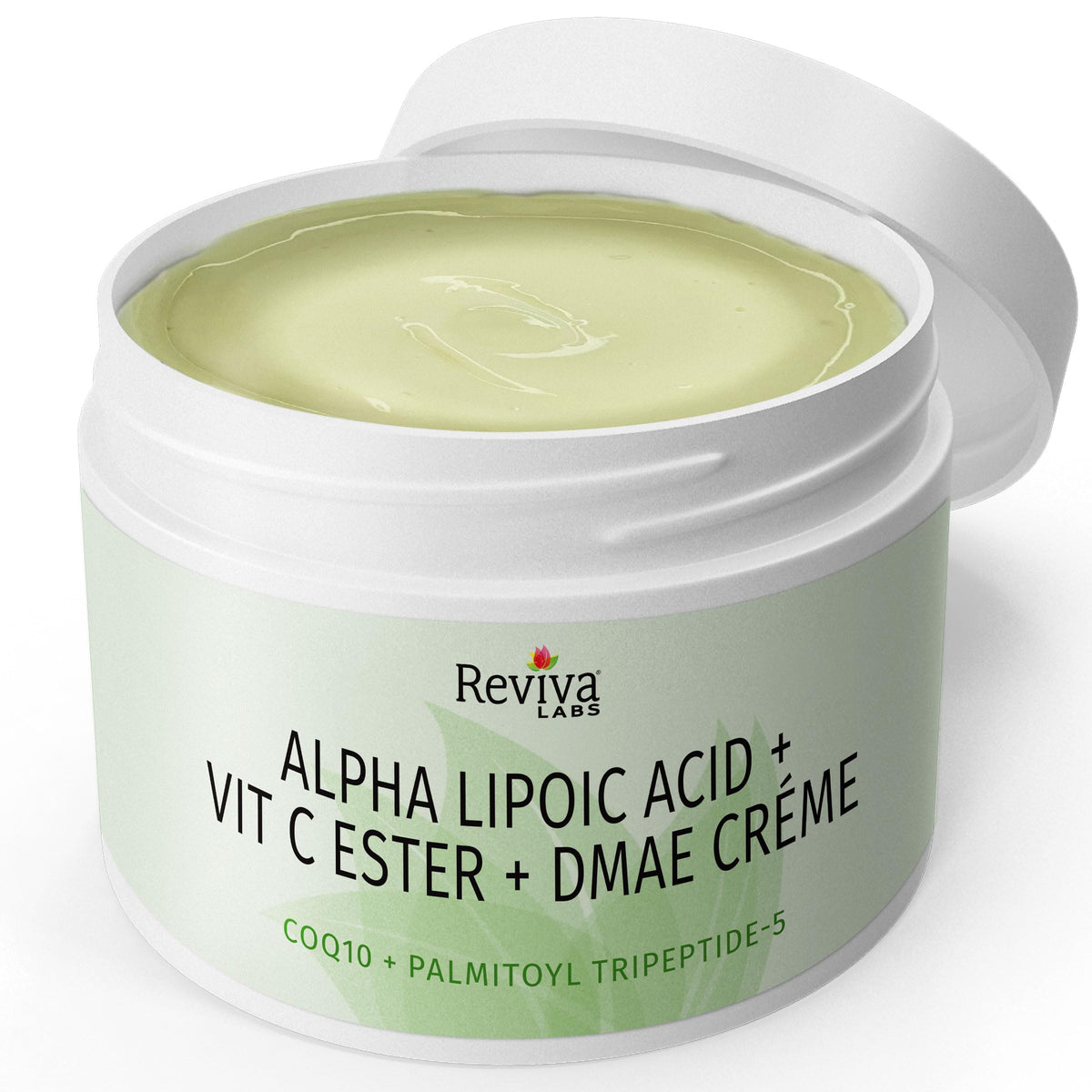 Reviva Labs DMAE Cream neck application close-up highlighting contour