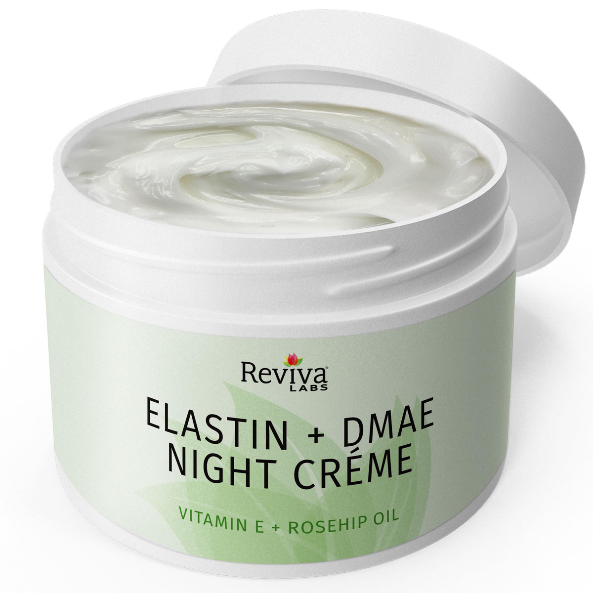 Reviva Labs Elastin + DMAE Cream on hand shows rich hydration