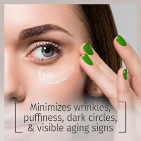 Reviva Labs Firming Eye Serum droplet close-up highlights lightweight texture for layering.