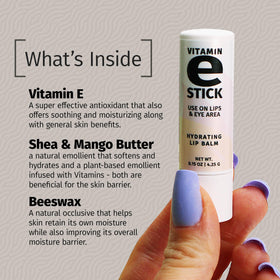 Reviva Labs Vitamin E Stick close-up texture with subtle gloss.
