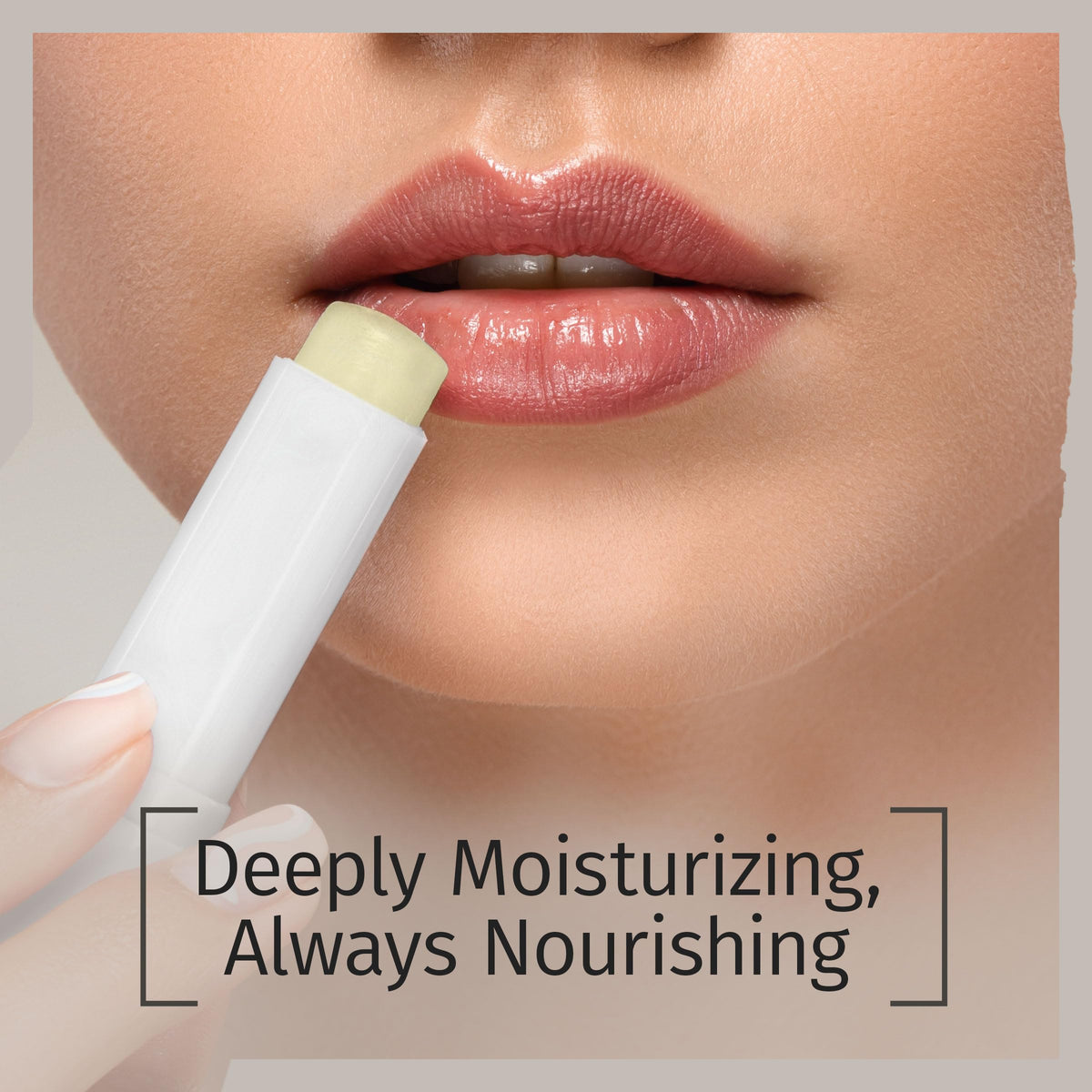 Reviva Labs Vitamin E Stick lip swatch shows clear, non-greasy moisture.