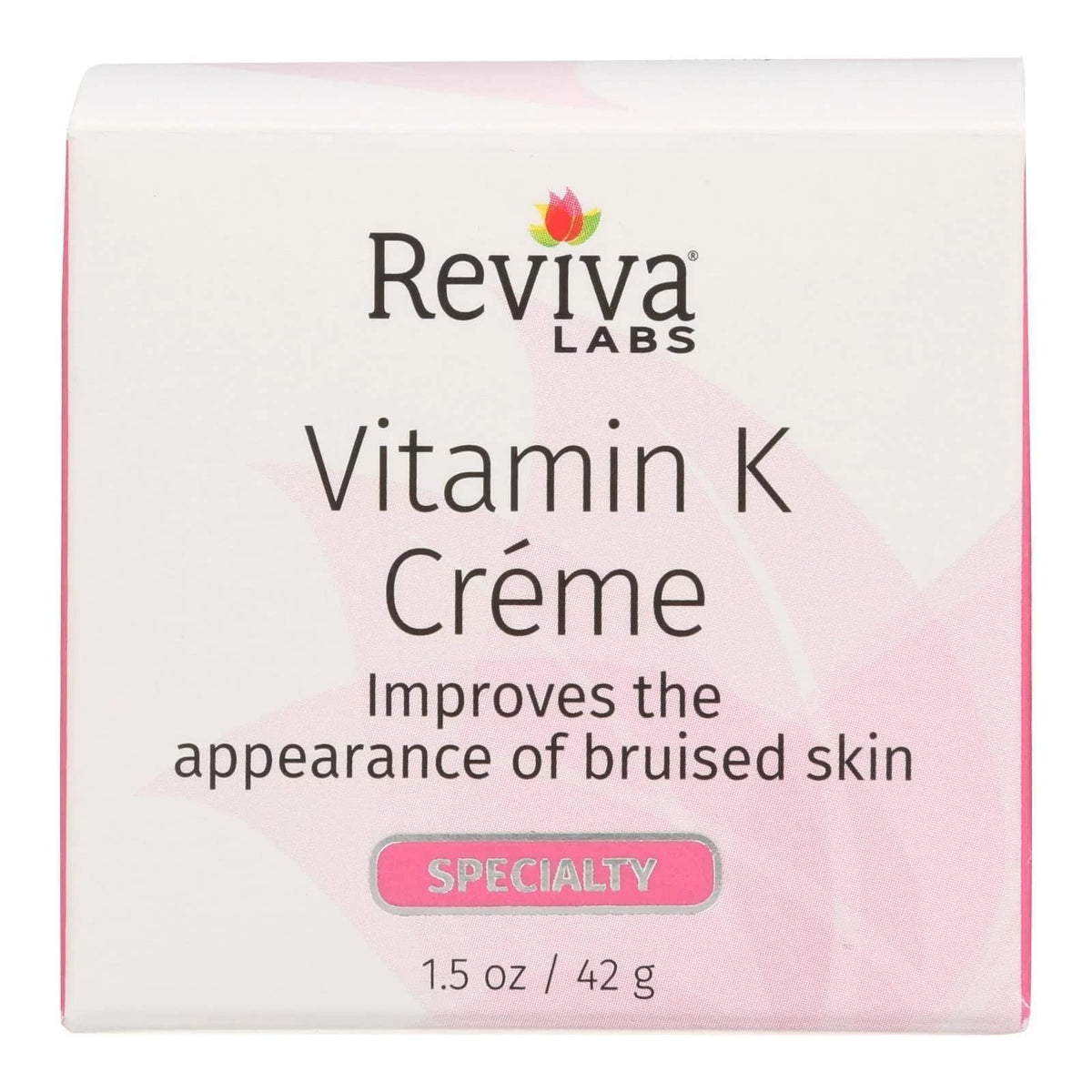 Reviva Labs Vitamin K Cream jar showing creamy texture for bruising support