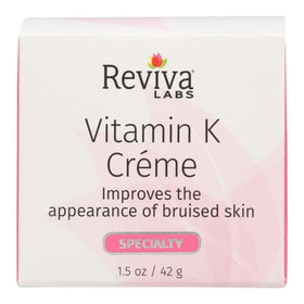 Reviva Labs Vitamin K Cream jar showing creamy texture for bruising support