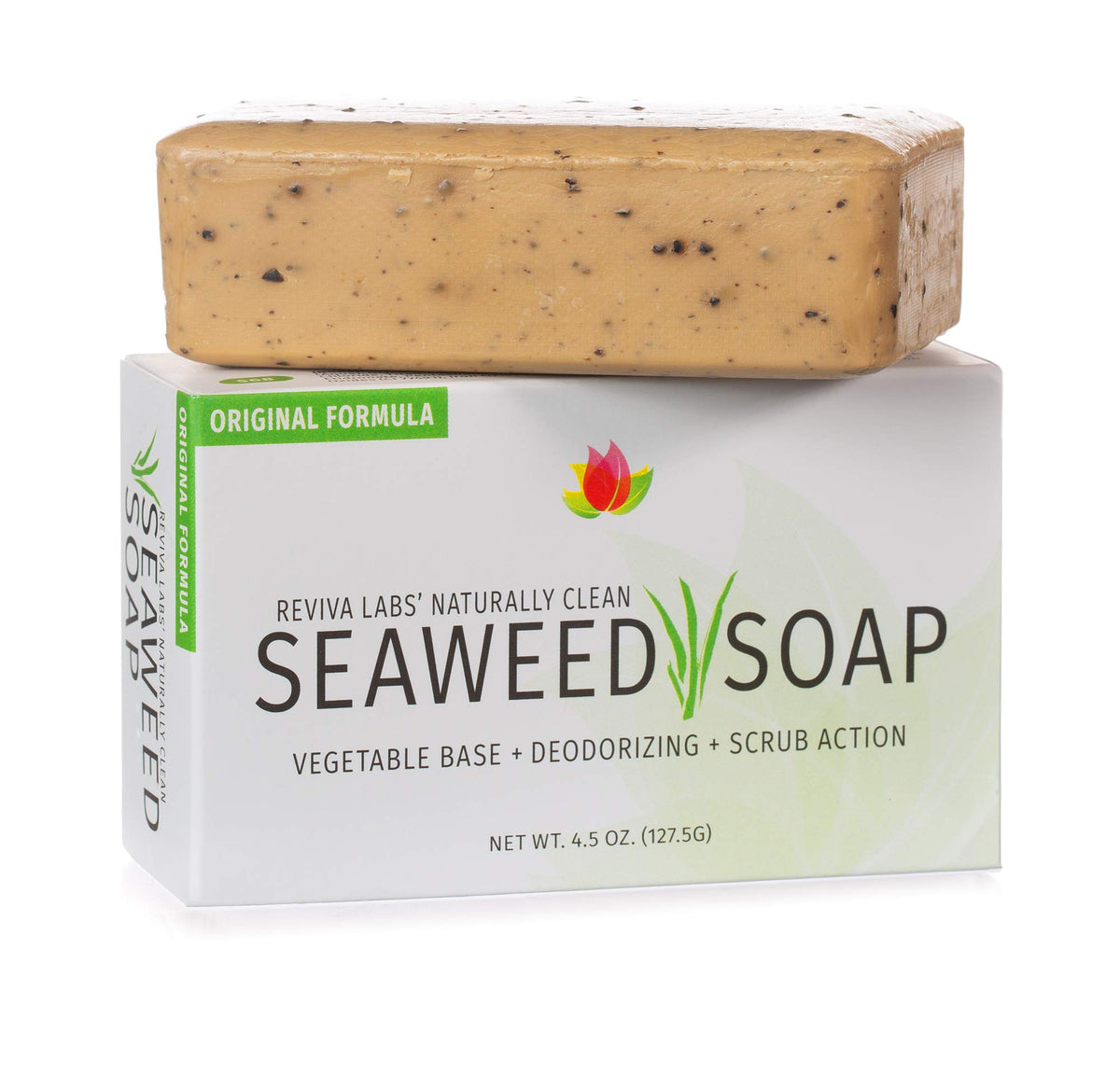 Reviva Seaweed Soap with organic oils for hydrated, refreshed skin.