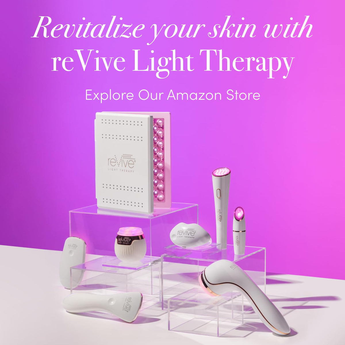 ReVive acne wand illuminating chin-area for targeted care