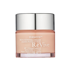 RéVive Fermitif neck renewal cream bottle demonstrates premium packaging and firming potential