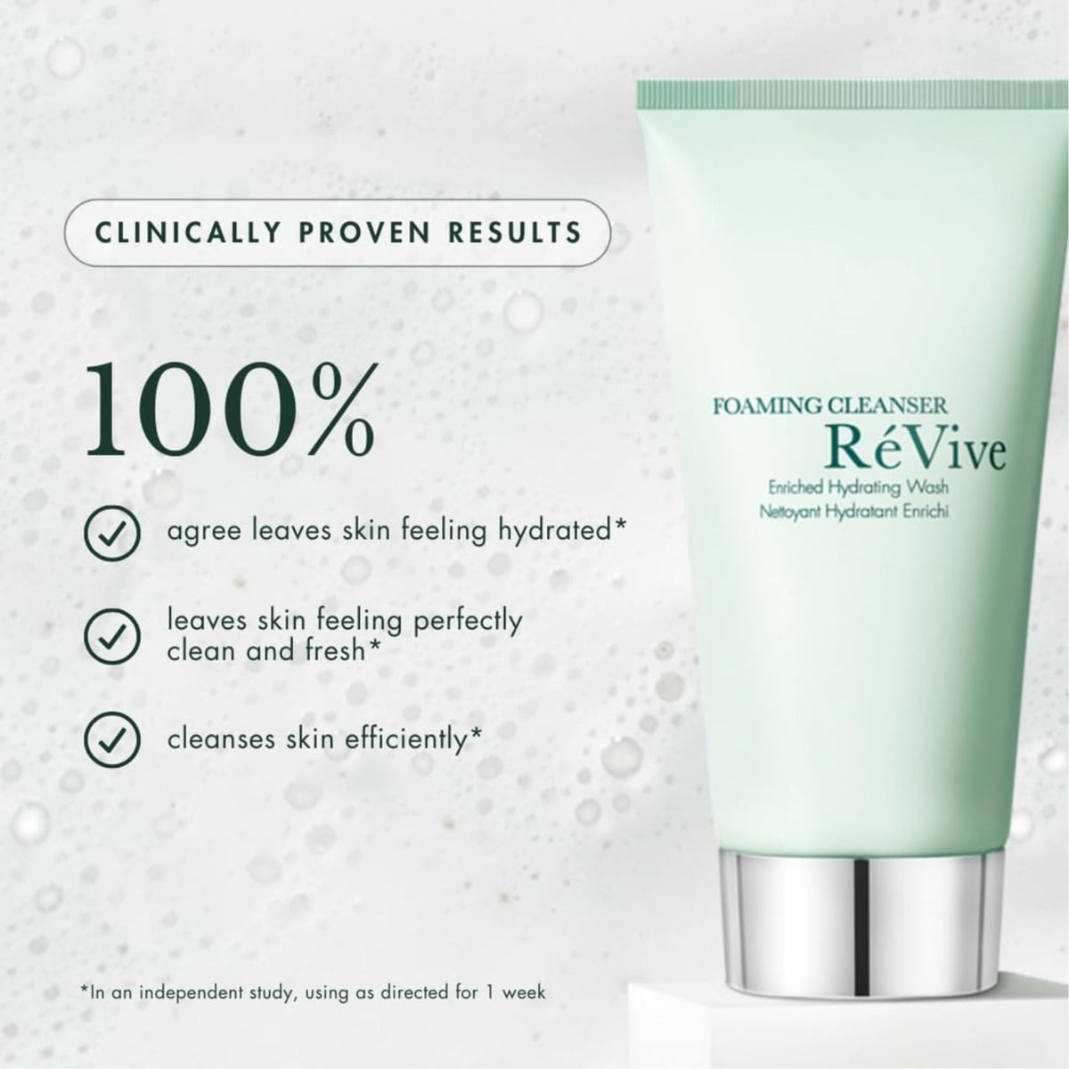 RéVive Foaming Cleanser packaging box, luxury skincare presentation.