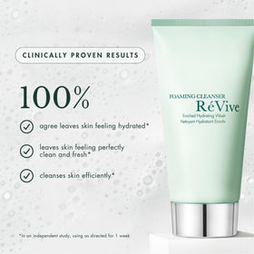 RéVive Foaming Cleanser packaging box, luxury skincare presentation.