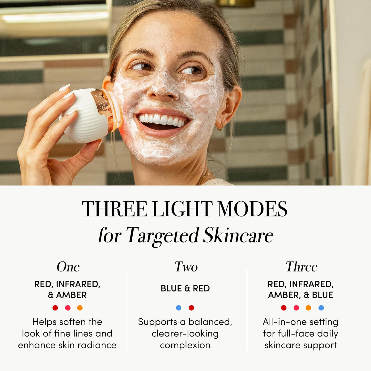reVive Lux blue light on face supports clearer-looking skin