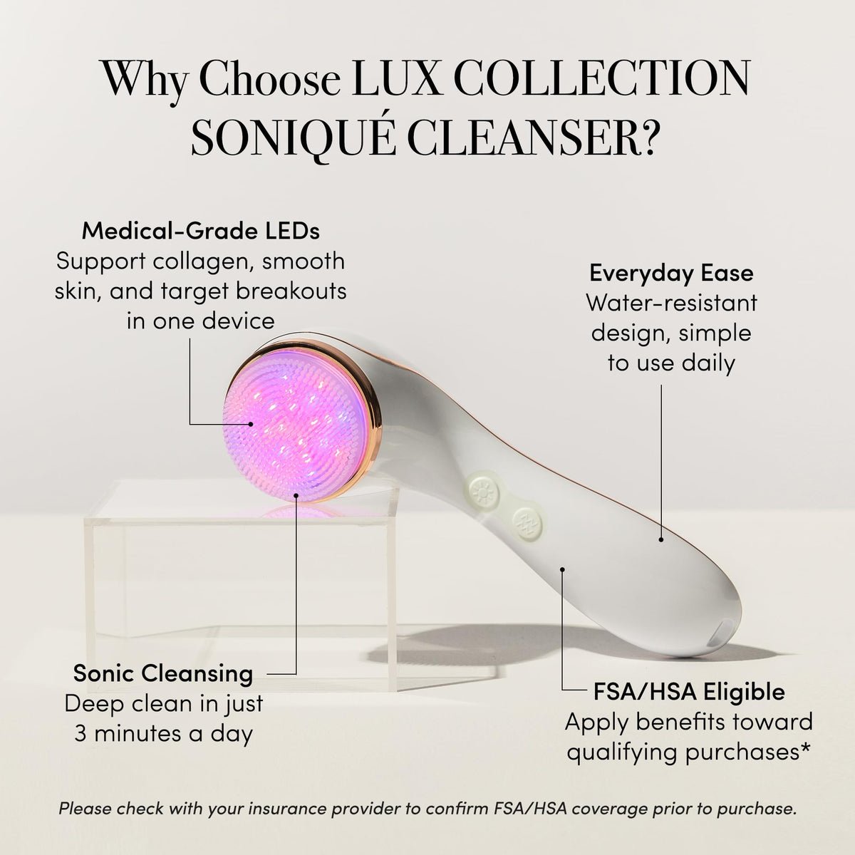 USB charging cable included with Lux Collection device setup.