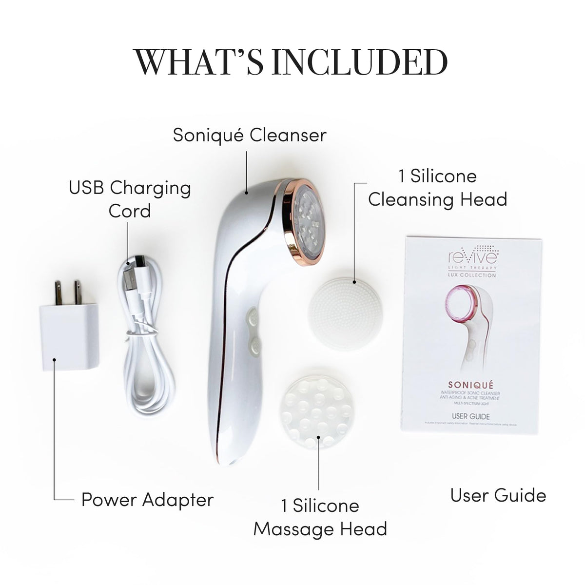 User guide for setup and routine with the Lux Soniqué cleanser.