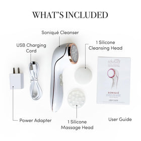 User guide for setup and routine with the Lux Soniqué cleanser.