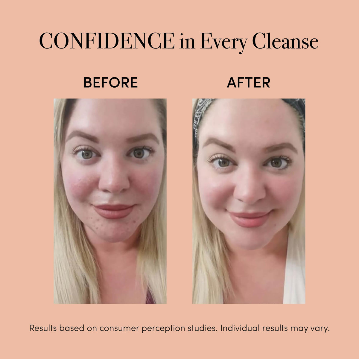 reVive Light Therapy Soniqué Mini in use on the face with blue and red light therapy